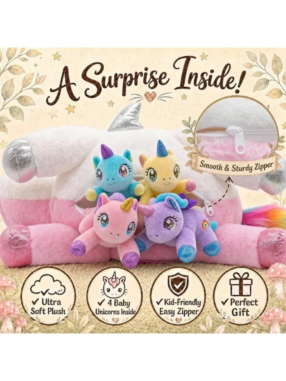 Adorable Unicorn Stuffed Animal with Baby Inside | Perfect Gift for Kids